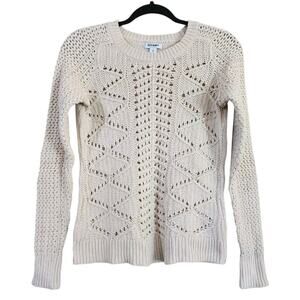 Old Navy Women's XS Beige Open Knit Crew Neck Sweater